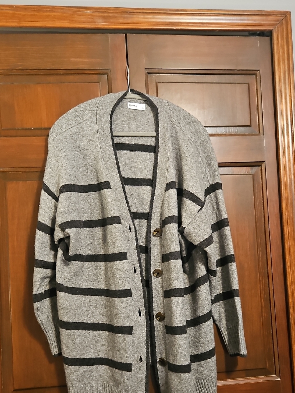 Sonoma Striped Gray Cardigan